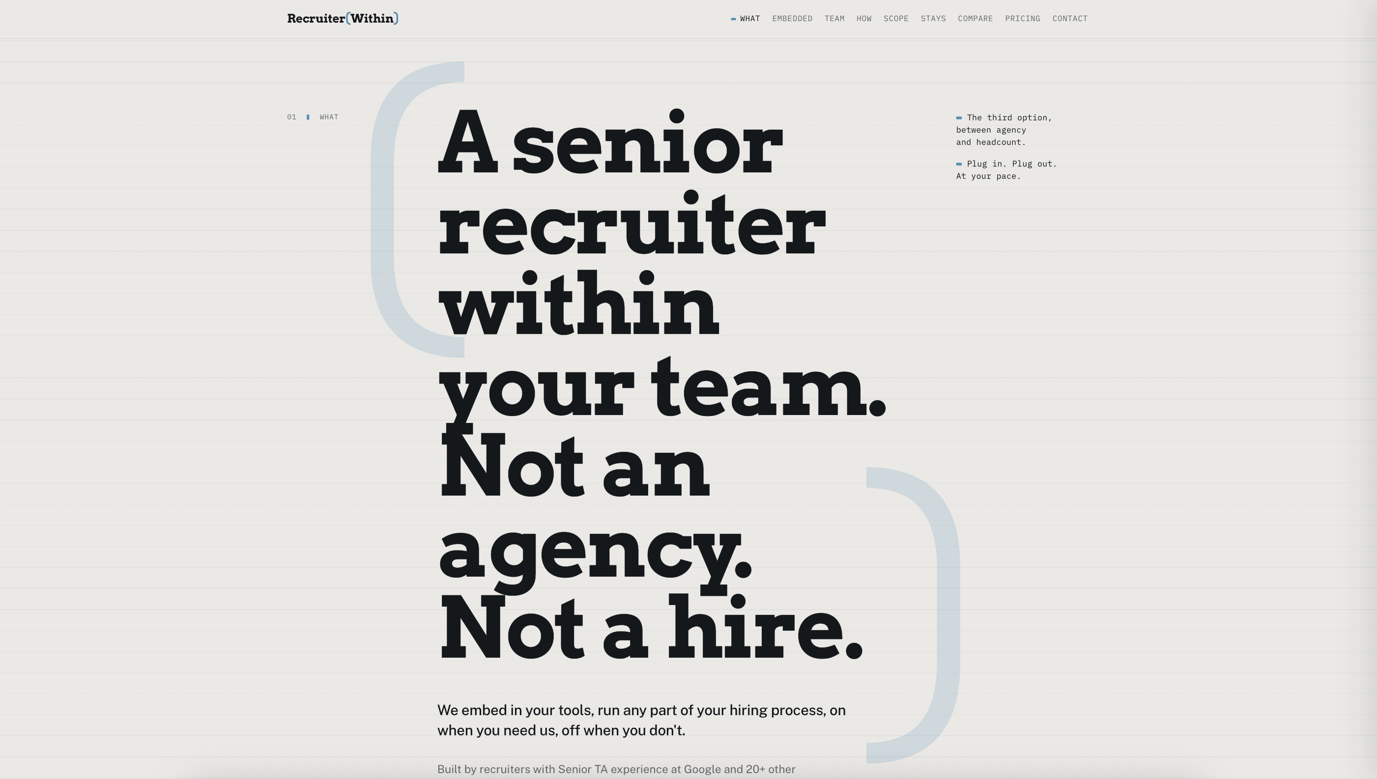 Recruiter (Within) – an entire venture brand built through one AI workflow, with the parentheses as the brand mark